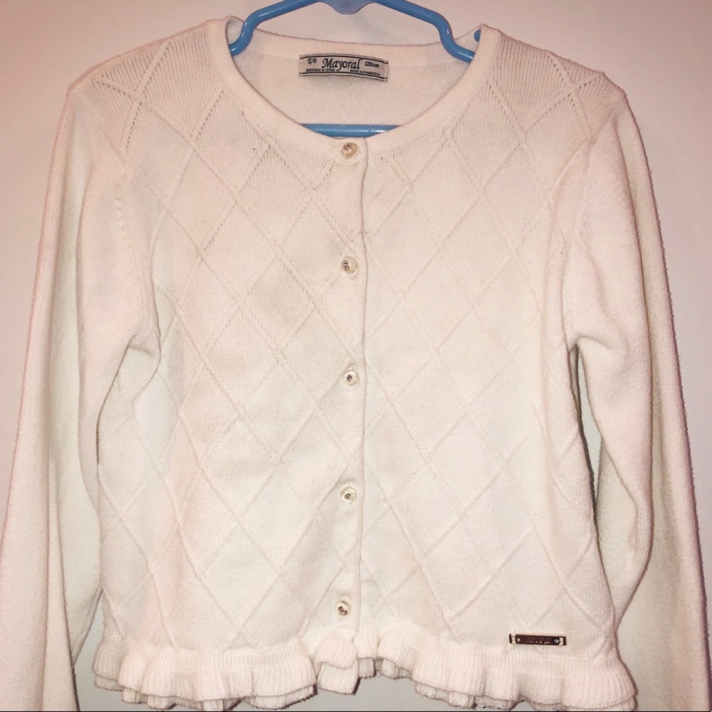 Girls White Button Down Cardigan - Size 6